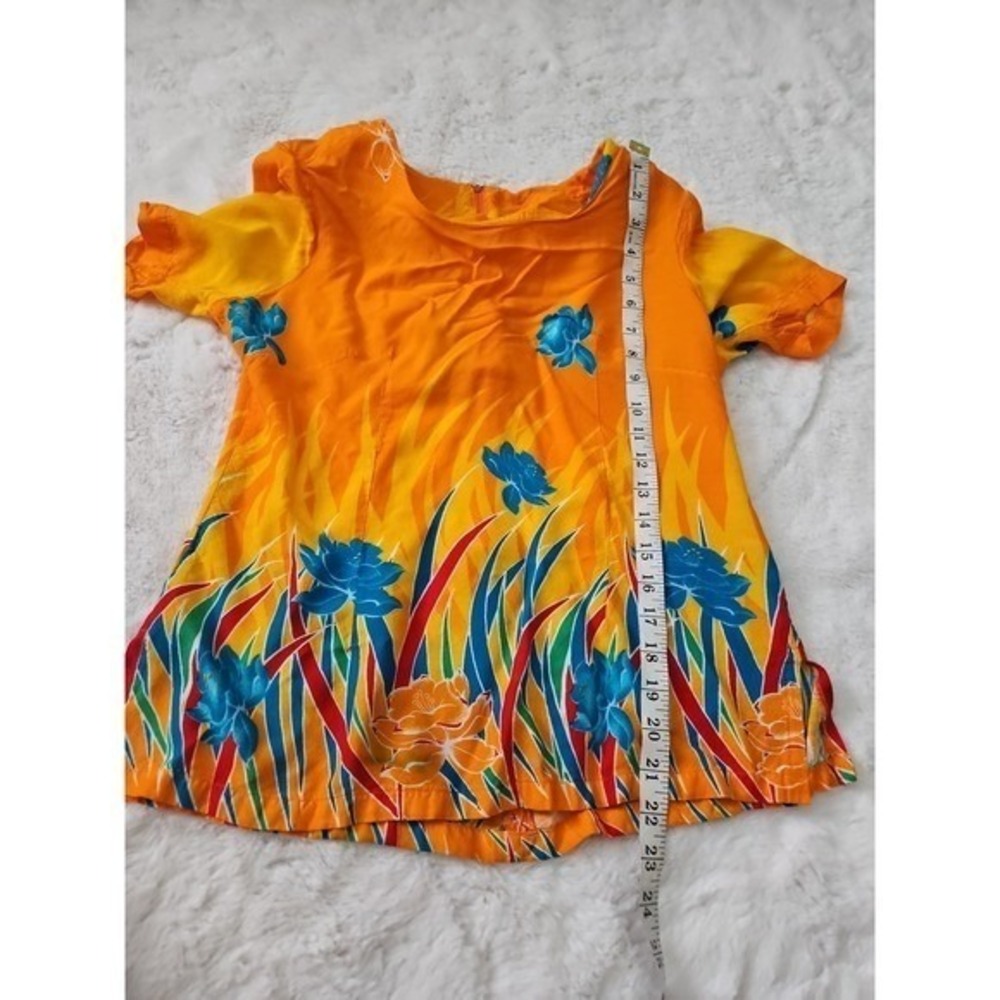 Tropical Floral 2 Piece Set Orange Yellow Blue Blouse and Maxi Skirt Outfit Y2K - Picture 7 of 12